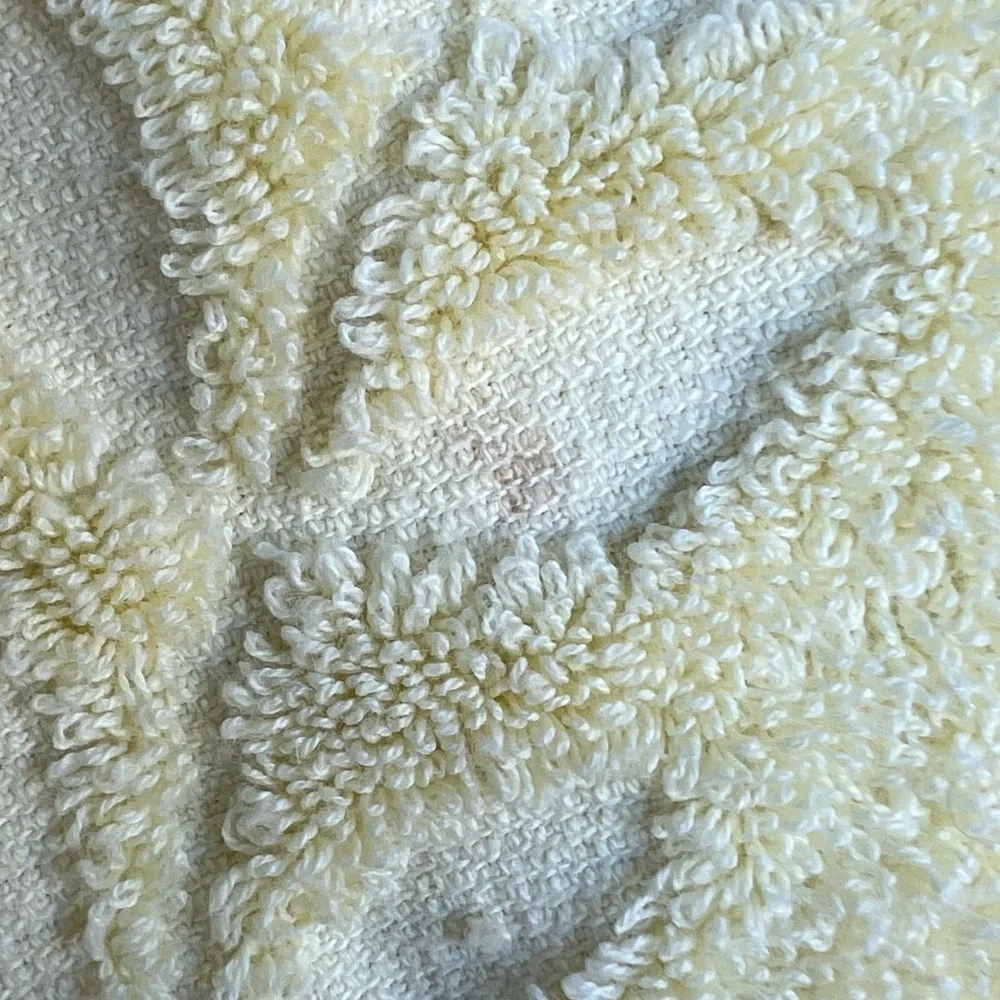 Vintage Cannon Fig Leaf Sculpted 4-Piece Cotton Bath Towel Set Sunny Yellow USA